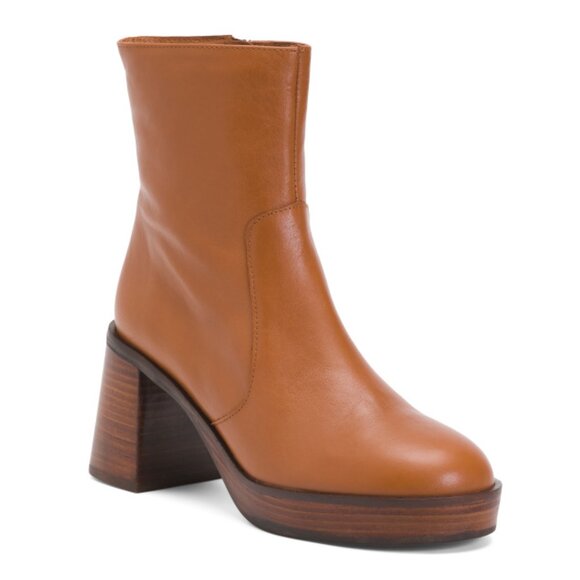 ANGEL ALARCON Shoes - ANGEL ALARCON Tan Made In Spain Leather High Heel Ankle Booties